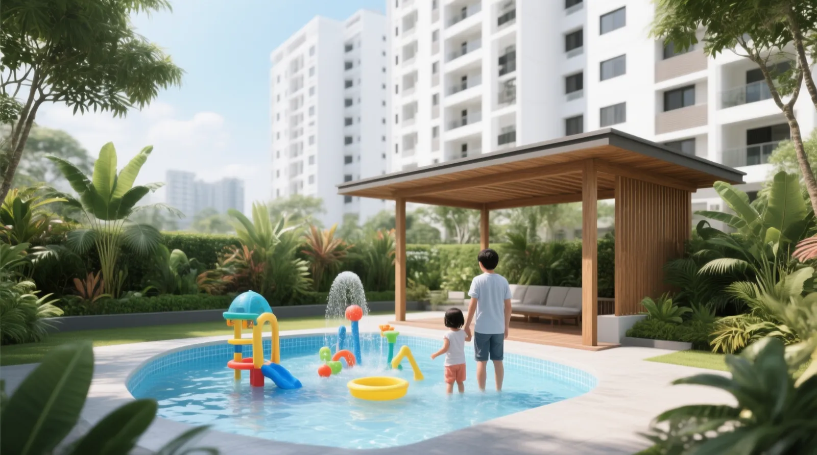 AI-generated artist’s impression of a children’s splash pool